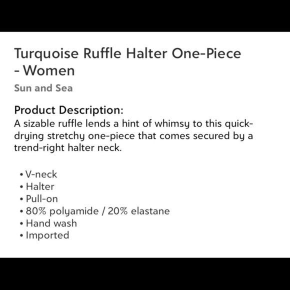 New with Tags Turquoise Ruffle Halter one piece - Picture 3 of 8